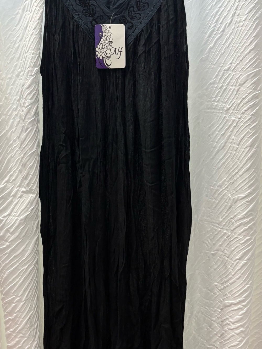 Black Embroidered V-Neck Maxi Dress by